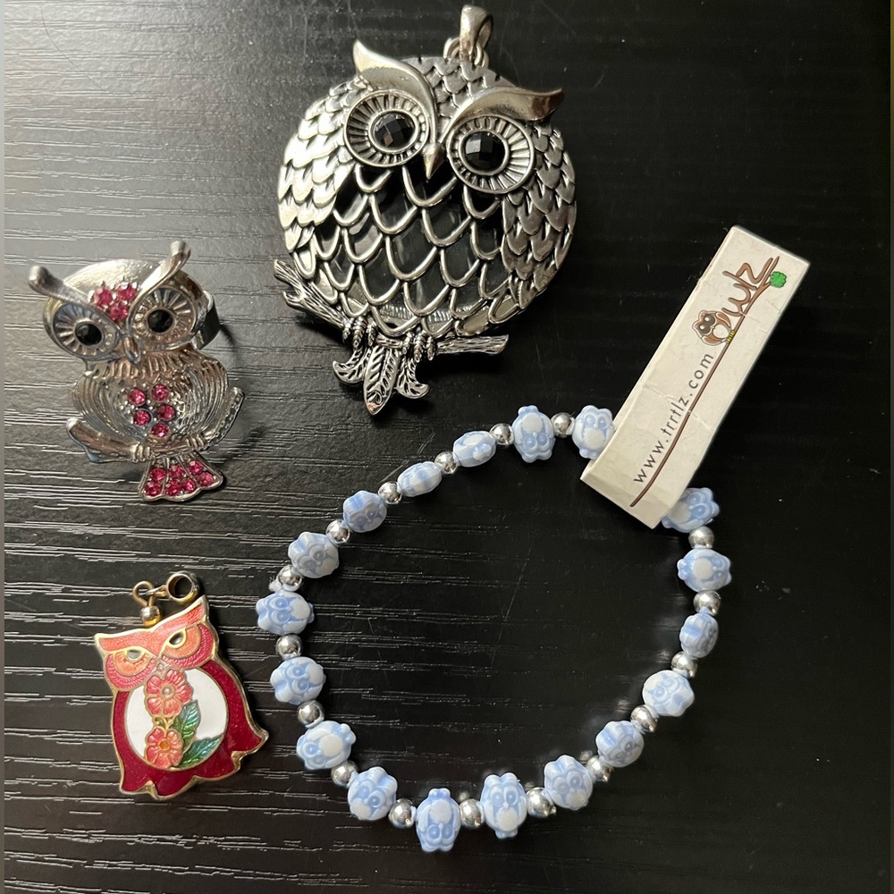BOGO Owl jewelry bundle - pendants, bracelet, ring